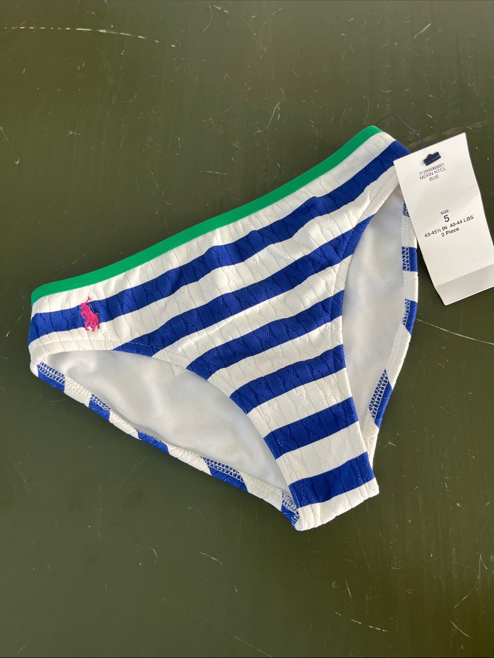 Ralph Lauren Blue, White & Green Striped Bikini Bottoms